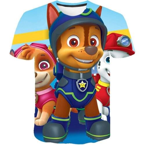 New 2021 3D paw Patrol Printed Children Short-sleeved T-shirt European American Fashion Brand Top Teenagers Childrens Clothing