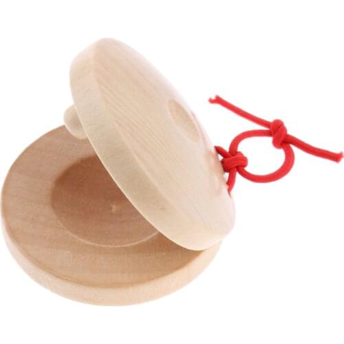 Kids Wooden Castanet Clapper Percussion Instrument Musical Toy -Wood Color