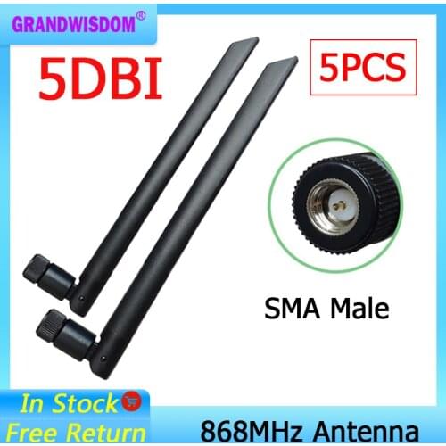 5pcs 868MHz 915MHz Antenna 5dbi SMA Male Connector GSM 915 MHz 868 MHz antena outdoor signal repeater antenne waterproof Lorawan