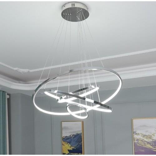 Modern Led Chandelier Rings Circle Ceiling mounted LED Chandelier Lighting For Living room Dining room Kitchen Chrome&Gold