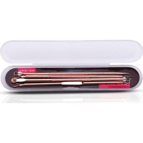 4pcs/set Professional Dual Heads Acne Needle Blackhead Blemish Pimple Extractor Remover Spot Cleaner Beauty Face Skin Care Tool