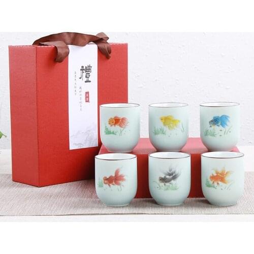 Ceramic Teacup Porcelain Minimalist Kungfu Mug Home Office Tea Cup with Gift Box Free Shipping