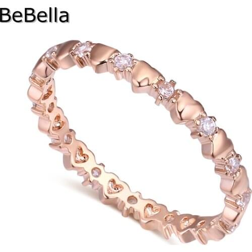 BeBella Cute Heart Finger Ring with Cubic Zirconia Fashion Jewelry For Women Girls Christmas birthday Wedding gift