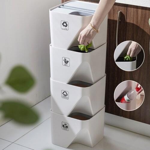 Kitchen Trash Can Garbage Storage Box Stacked Sorting Trash Bin Dry Wet Separation Waste Bin Rubbish Bin Garbage Bag new