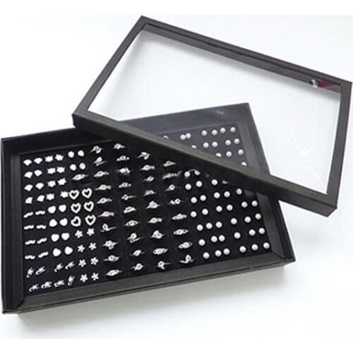 80% HOT SALES！！！Ring Jewellery Display Storage Box Square Tray Show Case Organiser Earring Holder