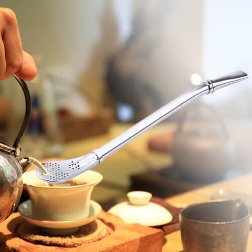 Stainless Steel Drinking Straw Spoon Tea Filter Yerba Mate Tea Straws Bombilla Gourd Reusable Tea Tools Bar Accessories