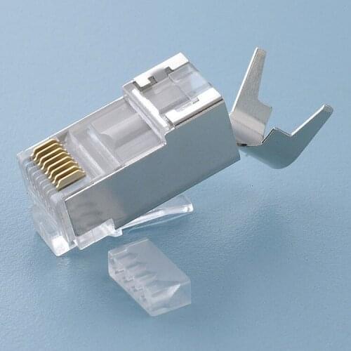 100PCS/lot CAT7 RJ45 Connector Shield FTP RJ45 Plug 8P8C Network CAT7 Modular Plug Connector for Ethernet Cable
