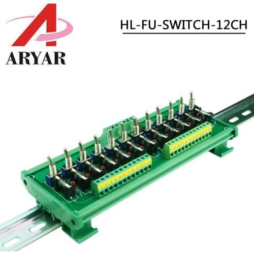 DIN Rail Mount 12 Position Power Distribution Fuse Module Board with swtich, switch fuse module For AC/DC 5~32V