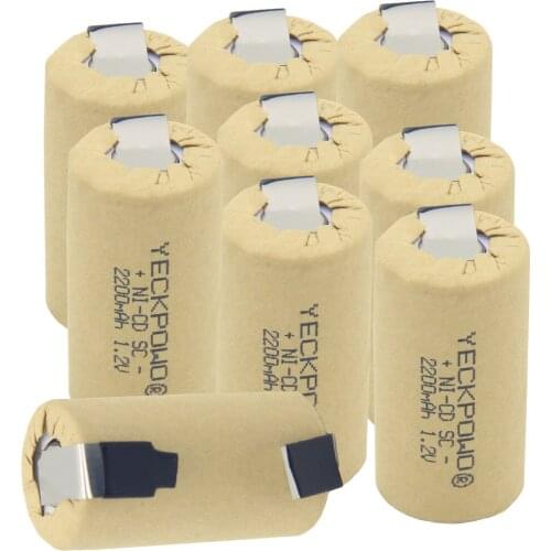 Nickel sheets NICD 2200mAh flat top sub C battery 1.2V akkus SC batteries soldering tape welding tabs for bosch for power tools