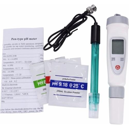 2018 New Portable Digital Water Quality Tester Pen PH Meter Water Quality Test Pen PH-20W External Connection Electrode Tester
