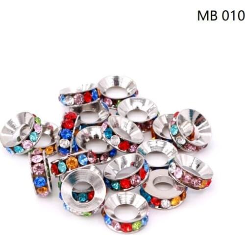 New Arrived Rhinestone Spacer Beads 50pcs/lot 12mm Round Mental Crystal Beads Colorful Beads for Jewelry Making Accessories