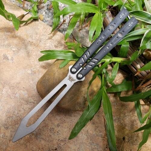 TheOne BS Black Grey Butterfly Flail Knife D2 Sharp Blade G10 Handle Outdoor Camping Hunting Survival Self-Defen Tool Gift