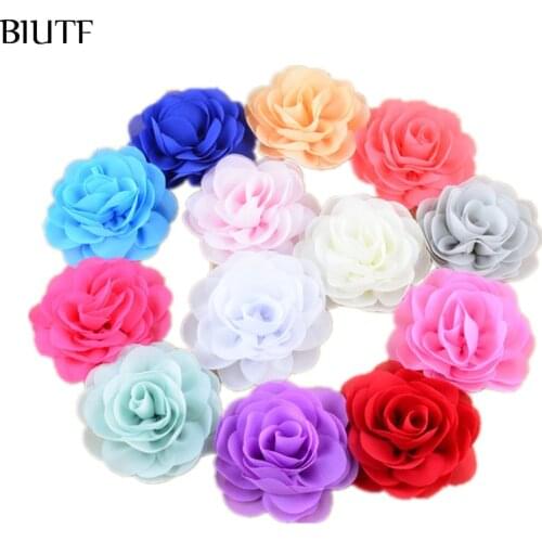 200pcs/lot Wholesale 3.15 Inch Chiffon Silk Rosette Flowers For girls Headbands Garment Clothes Accessories DIY Supply FH28