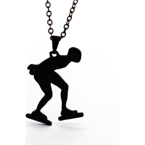 4 Colors New Trendy Ice Skating Necklace Mens Speed Skating Pendant Necklace Speed Skating Jewellery Figure Jewellery
