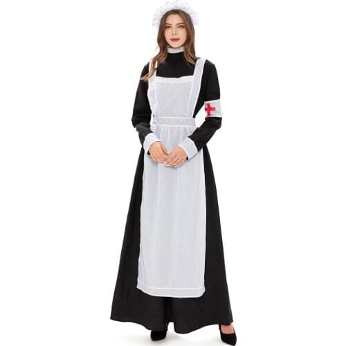 British Style Maid Dress Cosplay Animation World Cafeteria Cafe Dress, Long Dress, Black and White Maid Dress masculin Costume
