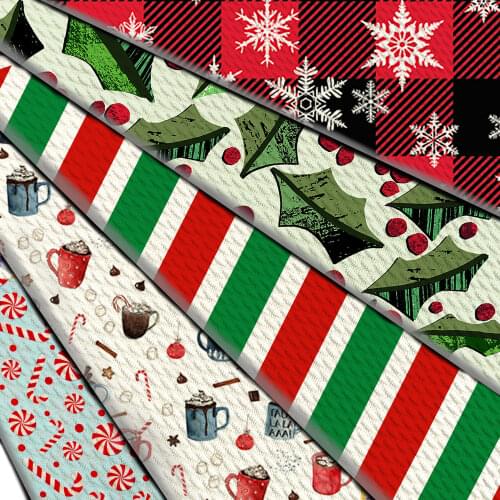 50x145cm Christmas Strip Bullet Textured Holiday Gifts Scottish Plaid Liverpool Bubble Fabric For DIY Sewing Cloth