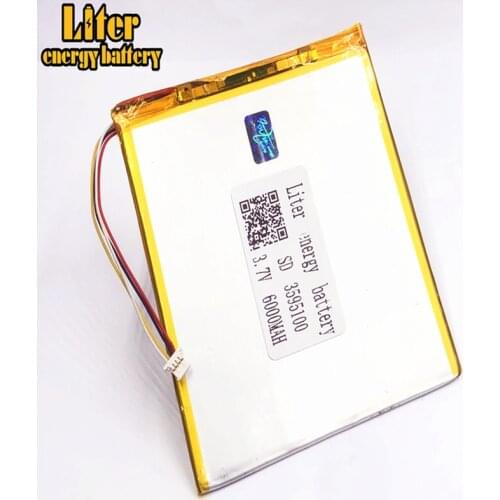 Plug 1.0-4P PC 3.7 V 3595100 6000mah Rechargeable lipo battery solar li ion polymer lithium battery with PCM