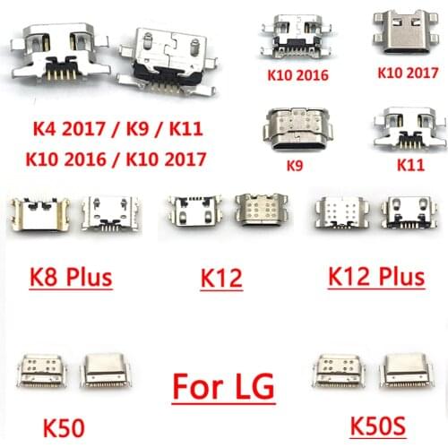 50PCS Micro USB Connector 5 Models Socket Jack USB Connectors For LG K9 K11 K10 K4 2017 K10 2016