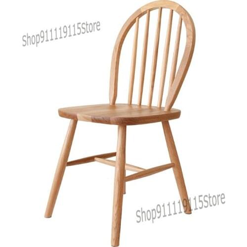 Nordic Solid Wood Windsor Dining Chair Japanese Simple Arc Back Chair White Oak Leisure Home Back Chair
