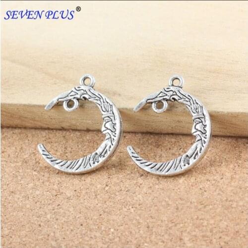 High Quality 20 Pieces/Lot 26mm*21mm Antique Silver Plated Moon Charms Connector For Bracelet Making