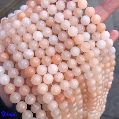 Yanqi 4/6/8/10/12mm Spacer Beads Natural Stone Jewelr Pink Aventurine Round Loose Beads For Jewelry Making DIY Bracelet Necklace