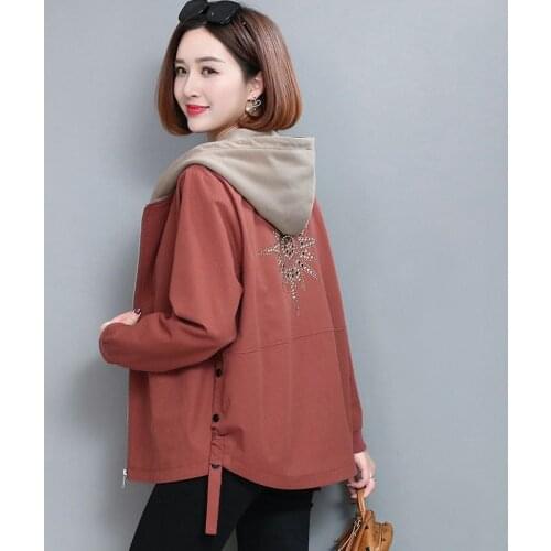 Women Hooded Jackets Coat 2021 Autumn Winter Long Sleeve Zipper Pockets Casual Windbreaker Basic Jackets Plus Size 4XL Outerwear