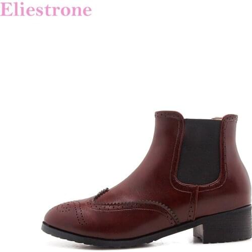 Brand New Winter Vogue Gray Brown Women Ankle Dress Boots Sexy Lady Party Shoes Square Heels AB826 Plus Big Size 10 32 43