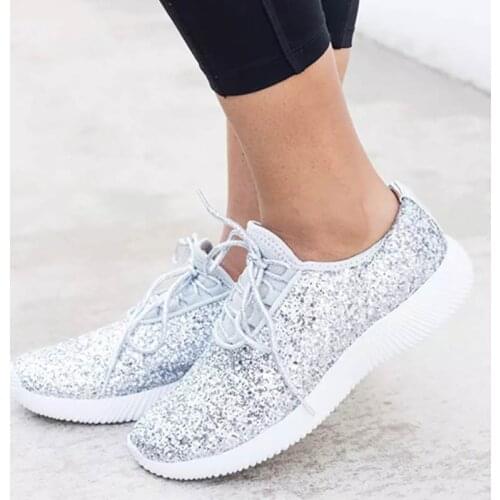 Women Flats Bling Sliver Glod Women Sneakers Pop New Basket Chaussures Femme Plus Size Flat Women Casual Shoes Fad