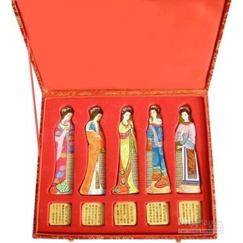 Gold wood comb-g143 Classic!hot sale!Gifts with Chinese Characteristics set 5 high spun