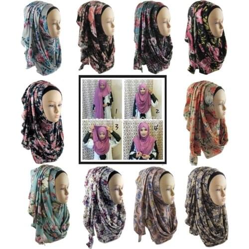 12 pieces/lot) jersey print instant shawl hijabs one loop amira slip on hijab scarf JLS114