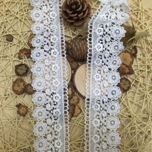 15Yards 6cm Water Soluble Sewing Lace Trim For Bridal Dress Embroidered White Flower Lace Ribbon Appliques African Lace Fabric