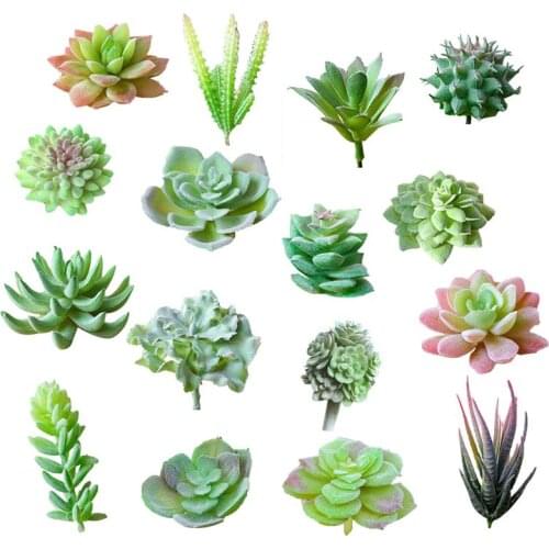16PCS Fake Succulent Creative Assorted Simulated Faux Succulent Faux Plant