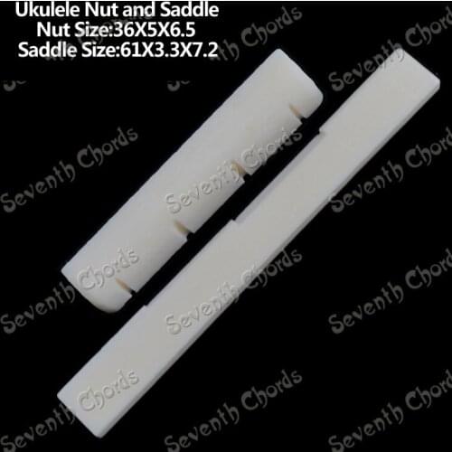 2 Pcs Bone 4 String Ukulele Guitar Nut (Size 36 x 5 x 6.5mm) or Bridge Saddle (Size 61 x 3.3 x 7.2mm) - Ukulele Part