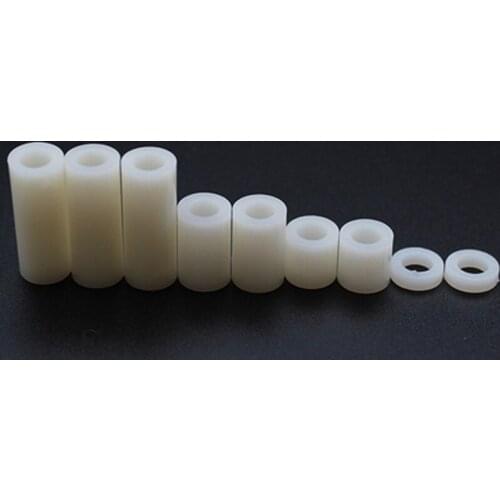2Pcs M3.2 Insulation Isolation plastic Stud Hollow Straight through Round hole Spacer column nylon casing nut 7mm OD 28mm-50mm L