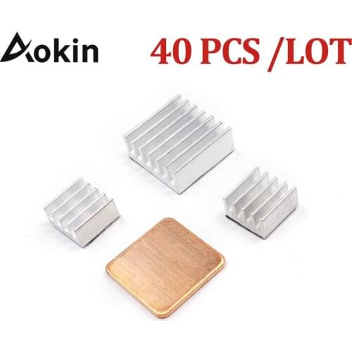 40 PCS/Lot Raspberry Heatsink Kit Aluminum Heatsink for Raspberry Pi B B+ 2 3 Heatsink Copper Pad Shims Adhesive Tape