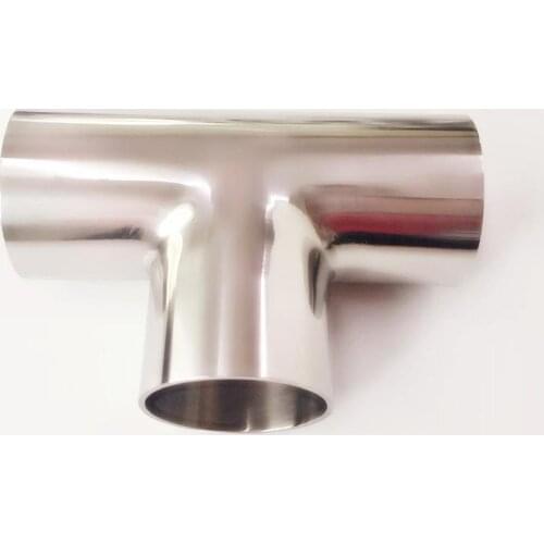 45mm 1.75" Pipe OD Butt Welding Tee 3 Way SUS 304 Stainless Steel Sanitary Fitting Spliter Homebrew Beer Wine