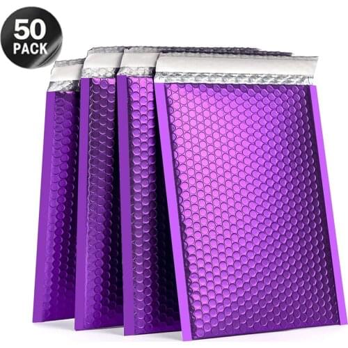 50pcs Purple Mailer Poly Bubble Padded Bubble Mailer Mailing Envelopes for Packaging Self Seal Shipping Bag Black White and Pink