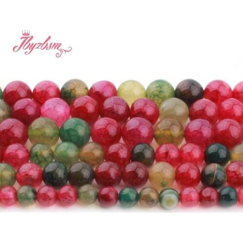6/8/10mm Round Agates Beads Cracked Smooth Multicolor Stone Beads For Jewelry Making DIY Necklace Bracelets 15"