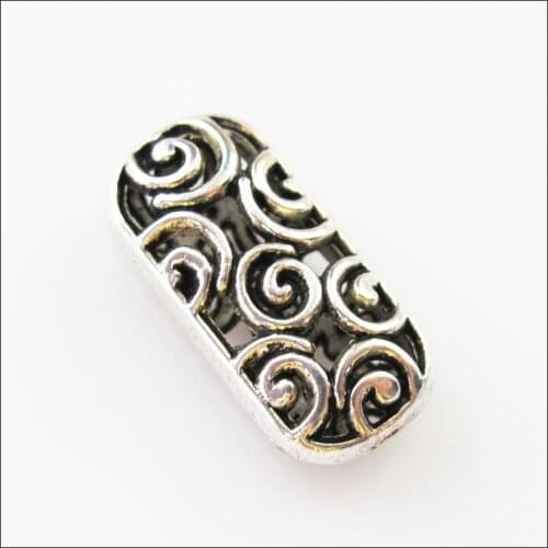 New 8Pcs Tibetan Silver Oval Flower Clouds Spacer Beads Charms 11x22.5mm