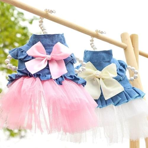 Jean Bowknot Lace Dress Small Medium Dogs Dress