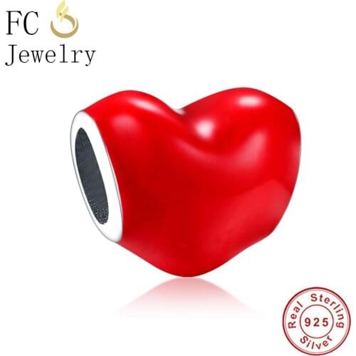 FC Jewelry Fits Original Brand Charms Bracelet Authentic 925 Silver Fruit Enamel Red Color Apple Beads Women Gift Berloque DIY