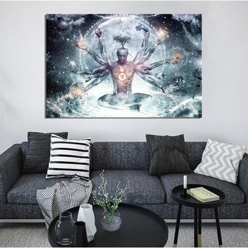 Meditation Spiritual Fantasy Poster Hd Print Canvas Painting Buddha Zen Wall Art Decoration Picture for Living Room Framed