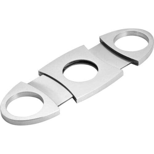 Pocket Size Classic Comfortable Grip Stainless Steel Double Blade Cigar Cutter Knife Scissors Shears For Cigar Cutting Silver
