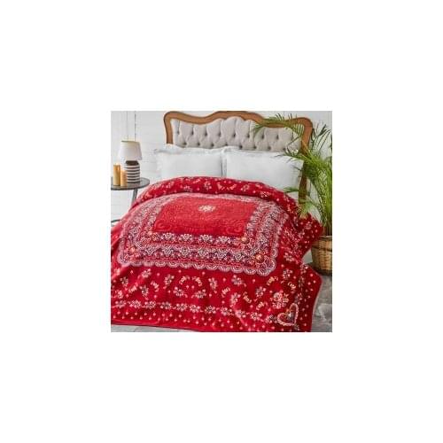 Karaca Home Axis Panel Red Cotton Double Duvet Cover Set