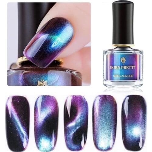 Colorful Rhinestone Magnetic Laser 3D Cat Eye Nail Polish Top Coat Surface Varnish Nail Art Design Manicure UV Gel Lacquer