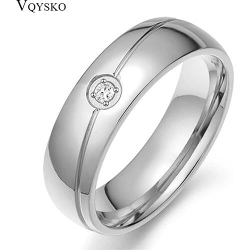 Fashion men and women wedding rings stainless steel Crystal ring o jewelry
