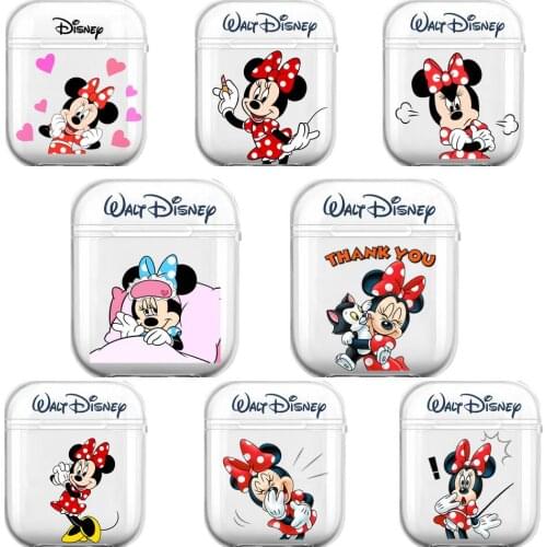 Pink Red Minnie Mouse Soft Silicone Cases For Airpods 1/2 Protective Bluetooth Wireless Earphone Cover For Air Pods Charging Bo