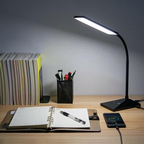 KEXIN 7 kinds of brightness dimming table lamp, eye protection reading lamp with full touch control DC 5V USB Charging Port