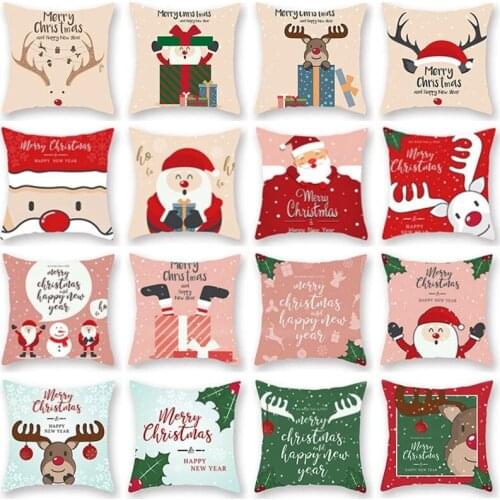 Merry Christmas Cushion Cover Santa Claus Elk Christmas Decoration for Home 2021 Natal Navidad Christmas Ornaments New Year 2022