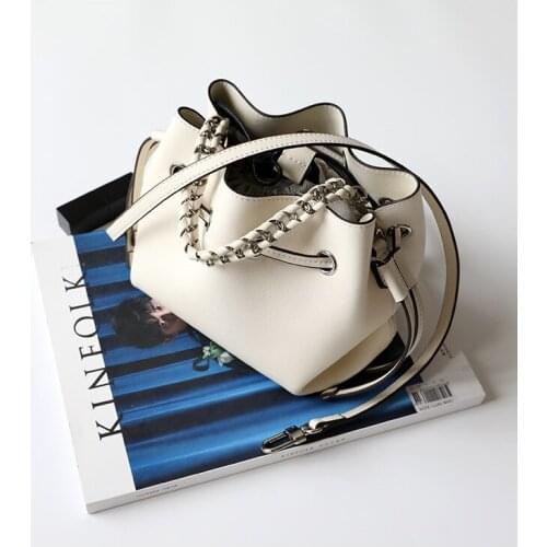 New Style Drawstring Shoulder Bags Genuine Leather Soft Crossbody Bags For Women High Quality Cow Leather Girls Bucket Bag